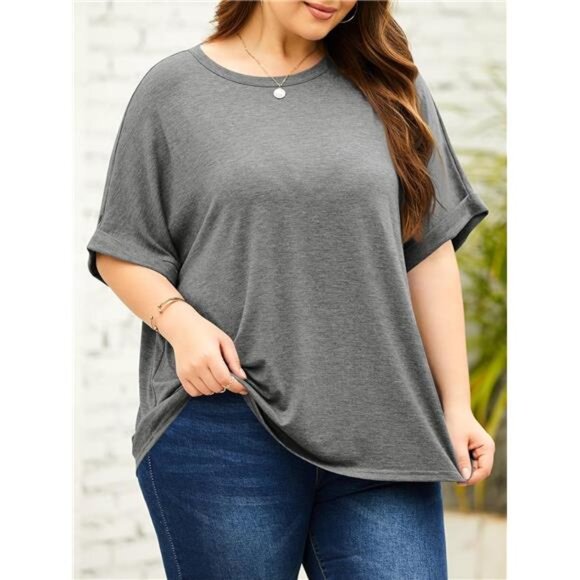 Women's Oversized Short Sleeve T-Shirts – Casual Loose Fit Summer Tops - Picture 4 of 7